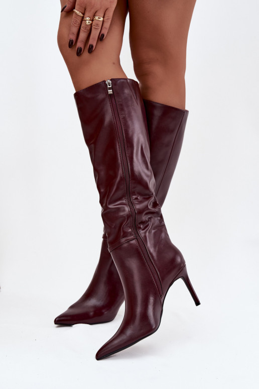 Women's high heel boots with strap Bordeaux Lisanne