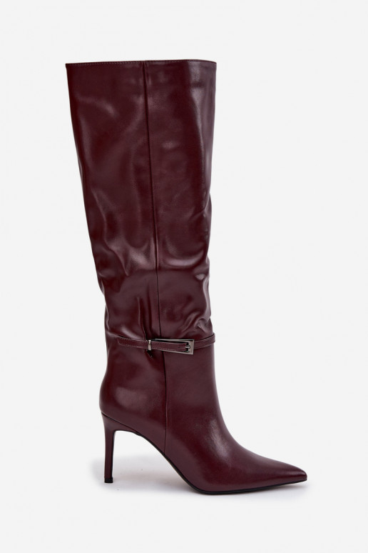 Women's high heel boots with strap Bordeaux Lisanne
