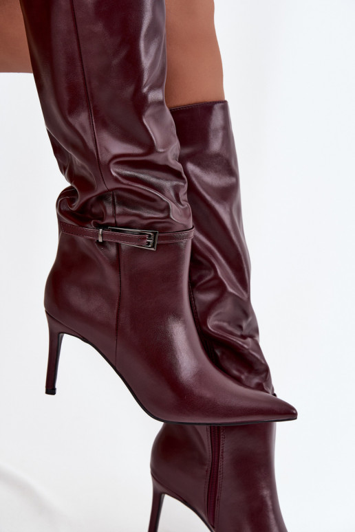 Women's high heel boots with strap Bordeaux Lisanne