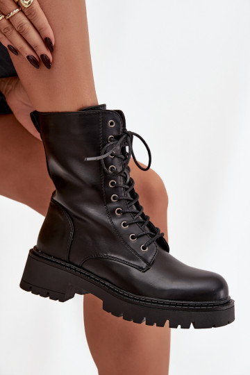 Women's work boots made of eco leather black Calesia