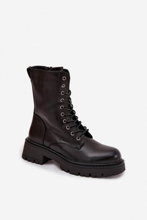 Women's work boots made of eco leather black Calesia