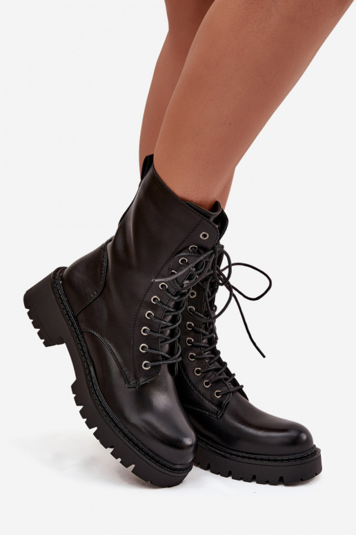 Women's work boots made of eco leather black Calesia