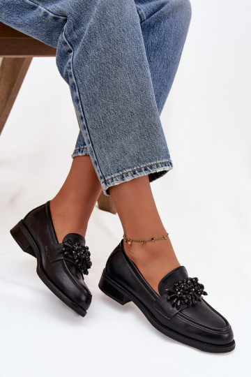 Loafers Moccasins Women's With Ornament Black Murelle