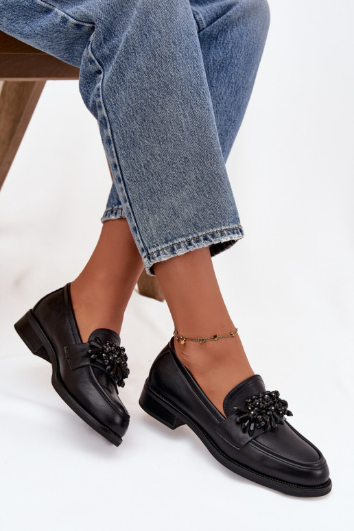 Loafers Moccasins Women's With Ornament Black Murelle