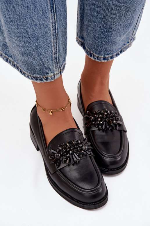 Loafers Moccasins Women's With Ornament Black Murelle