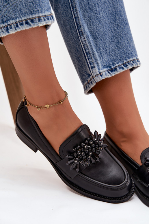 Loafers Moccasins Women's With Ornament Black Murelle