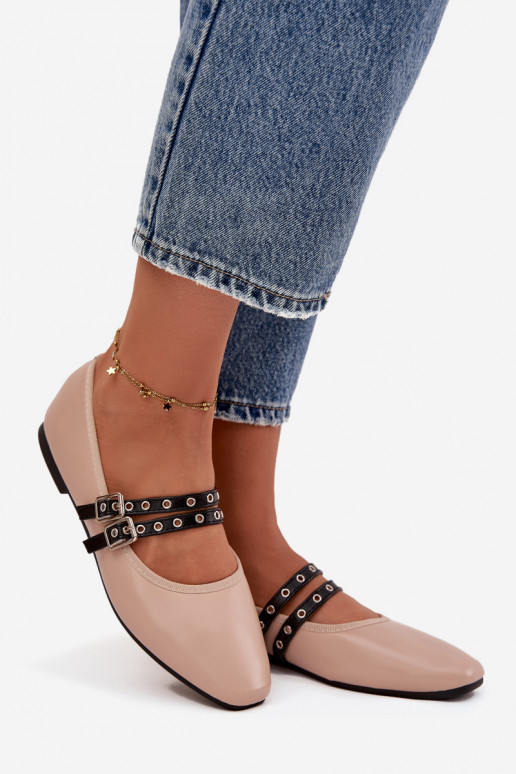 Baleriny DamskiewithPaskami Beżowe Deliora