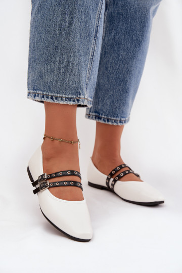 Women's Balerinas With Straps White Deliora 2