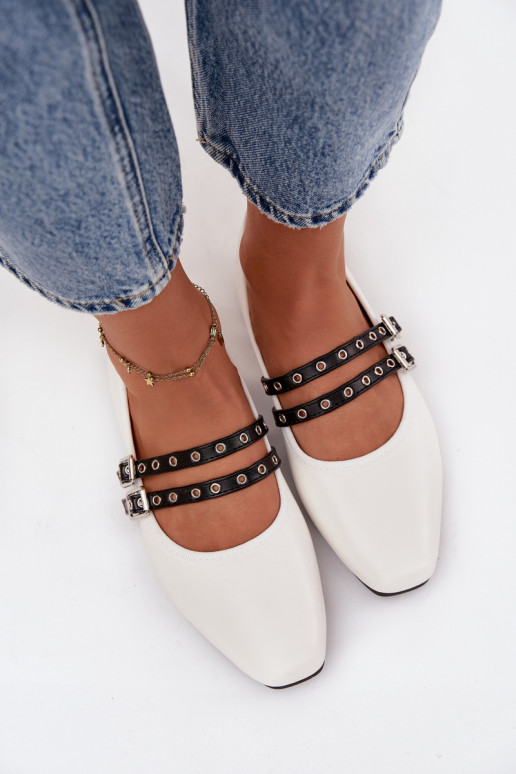 Women's Balerinas With Straps White Deliora