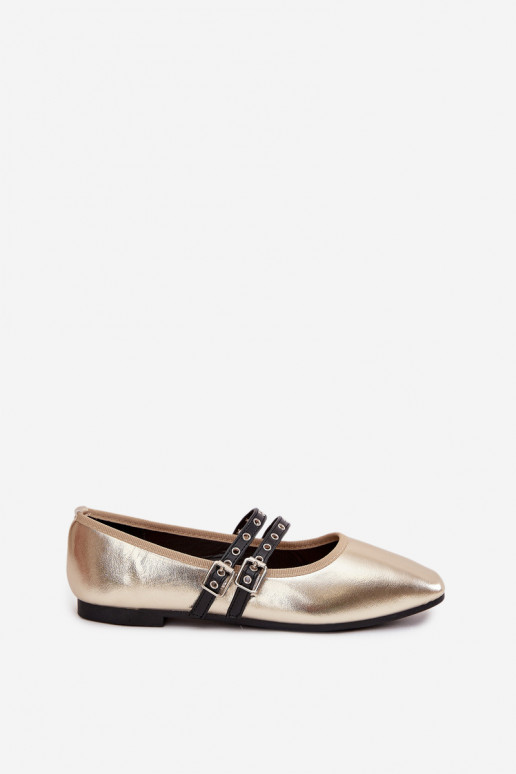 Women's Ballerinas With Golden Straps Deliora