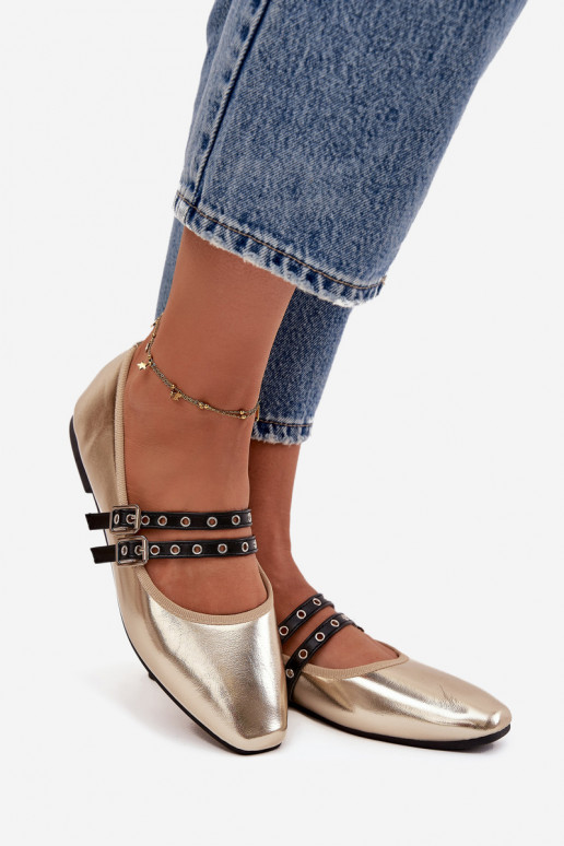 Women's Ballerinas With Golden Straps Deliora