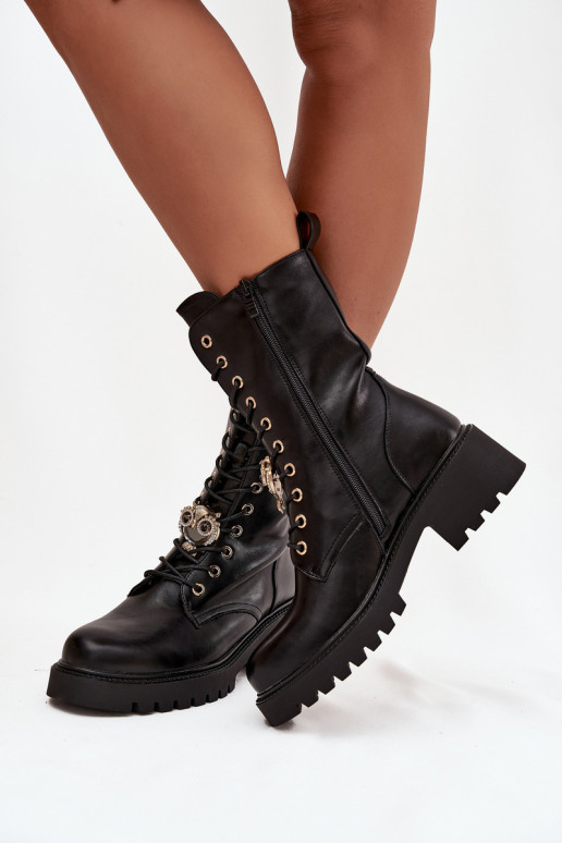 Women's Workery Boots with Decoration Black Jorayne