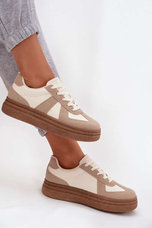 Women's Sneakers on Platform Dark Beige Dovina