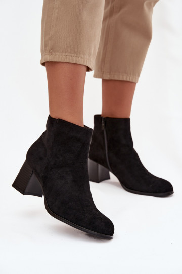 Women's Block Heel Boots Eco Suede Black Marilou 2