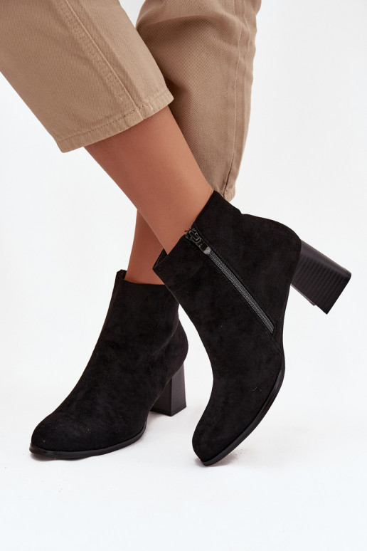 Women's Block Heel Boots Eco Suede Black Marilou