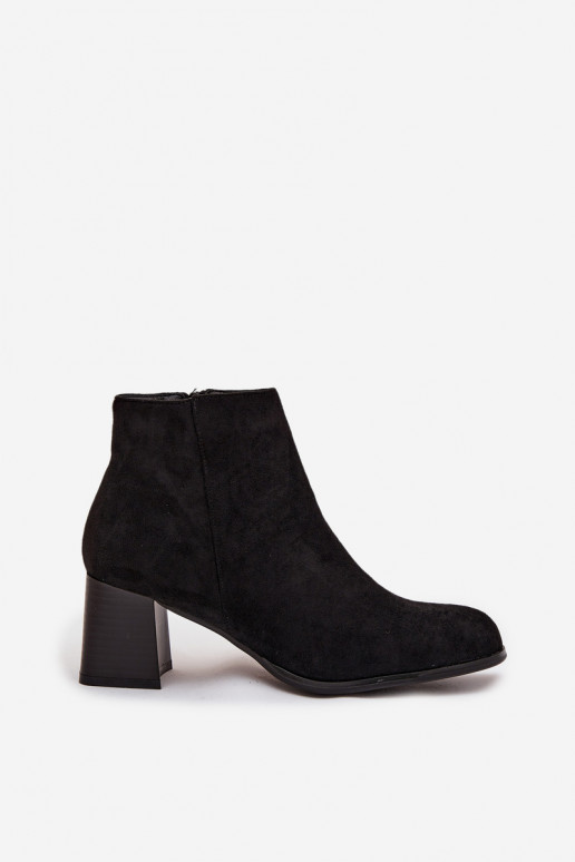 Women's Block Heel Boots Eco Suede Black Marilou