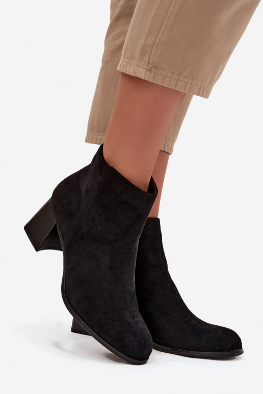 Women's Block Heel Boots Eco Suede Black Marilou