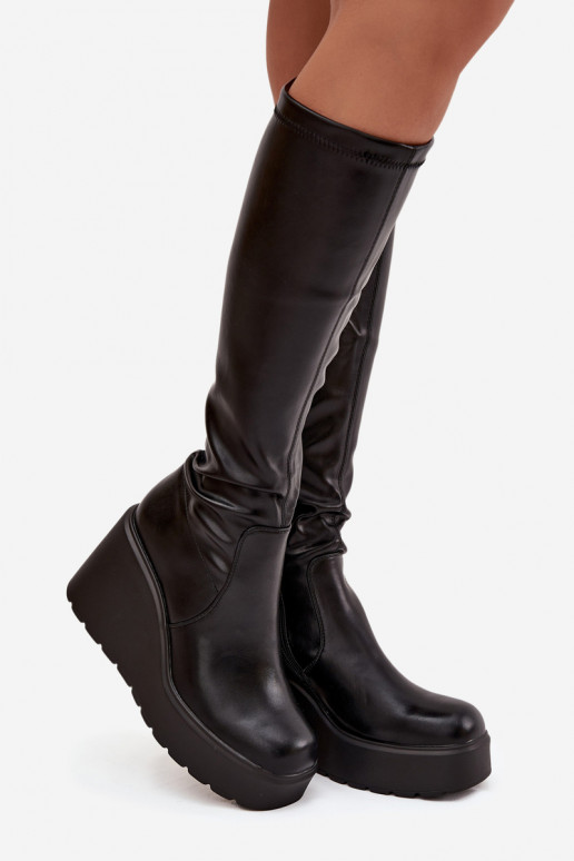 Women's Platform Boots Black Terisse
