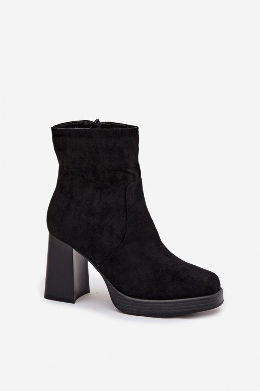Women's heeled ankle boots black Pavinne