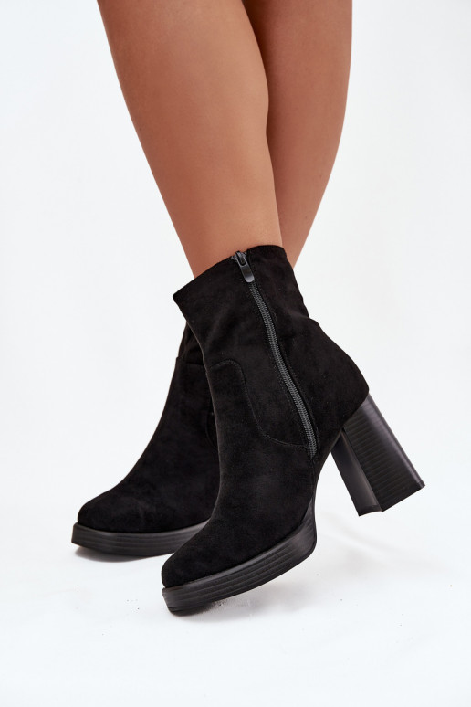 Women's heeled ankle boots black Pavinne