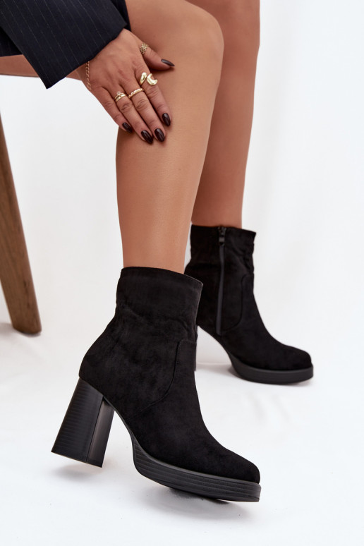 Women's heeled ankle boots black Pavinne