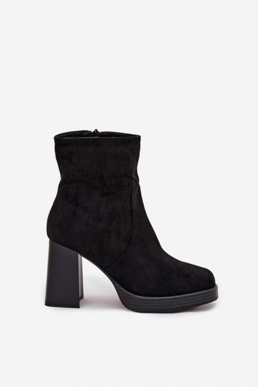 Women's heeled ankle boots black Pavinne