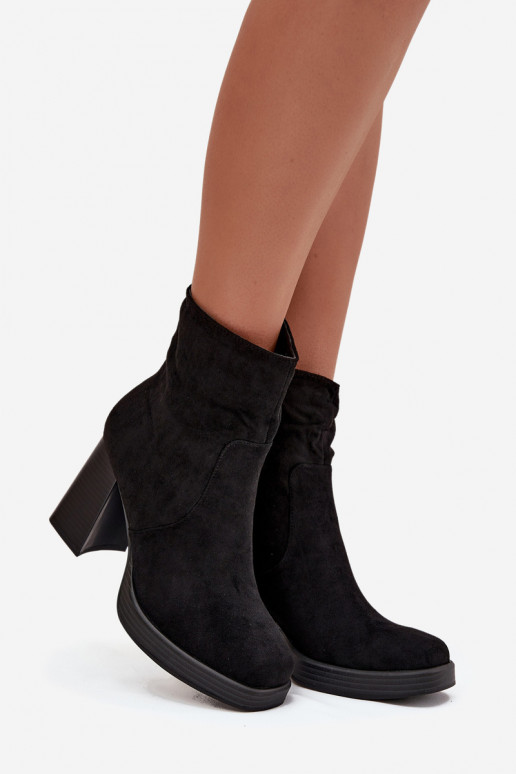 Women's heeled ankle boots black Pavinne