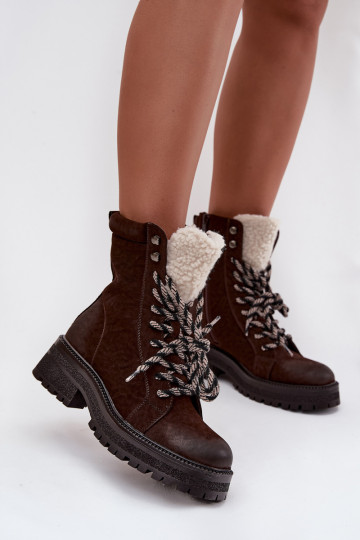 Women's trapper boots made of eco leather chocolate Bellora 2