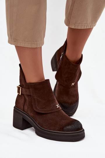 Ankle boots from natural suede lined Zazoo 1156 chocolate