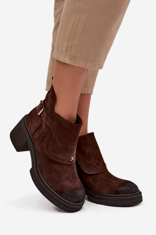 Ankle boots from natural suede lined Zazoo 1156 chocolate