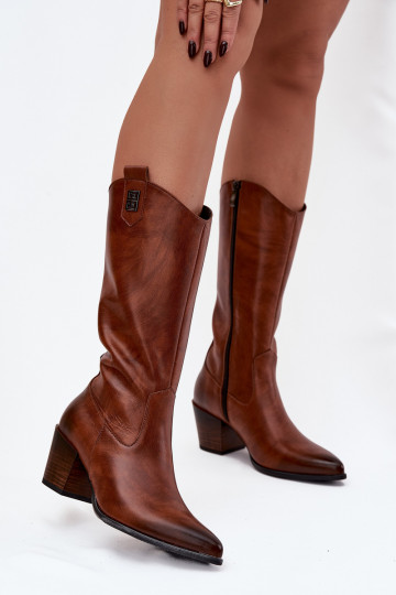Leather Cowboy Boots With Heel Insulated Zazoo 70155 Brown 2