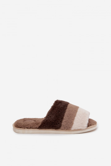 Furry Women's Slippers With Stripes Brown Tahlisse 2