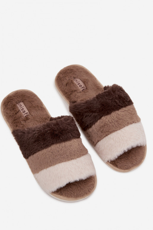Furry Women's Slippers With Stripes Brown Tahlisse