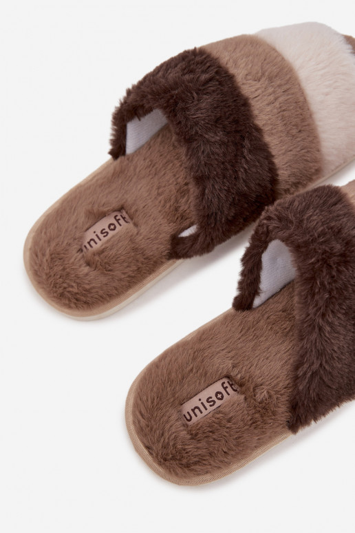 Furry Women's Slippers With Stripes Brown Tahlisse