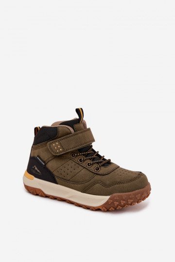Children's trekking shoes with Velcro dark green Pavisse