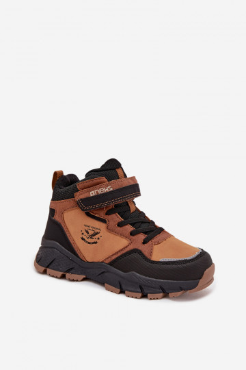 Children's Winter Trekking Shoes with Velcro Lined Camel Miravie