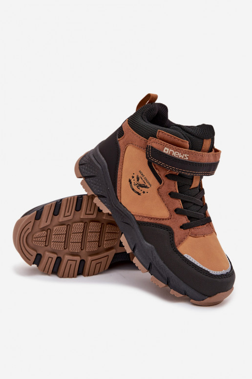 Children's Winter Trekking Shoes with Velcro Lined Camel Miravie
