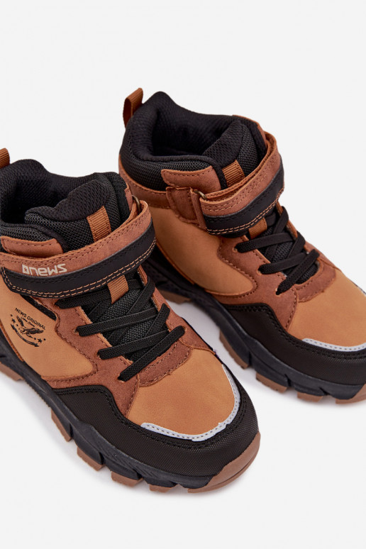 Children's Winter Trekking Shoes with Velcro Lined Camel Miravie