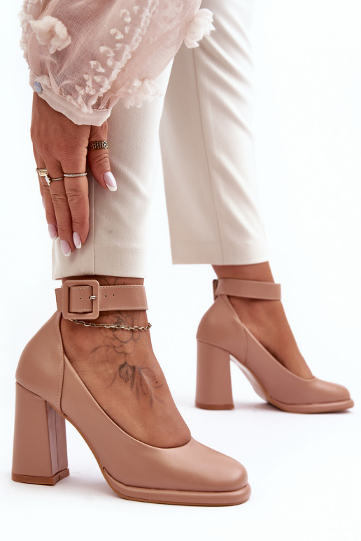 Stiletto Heels with Buckle Beige Idovana