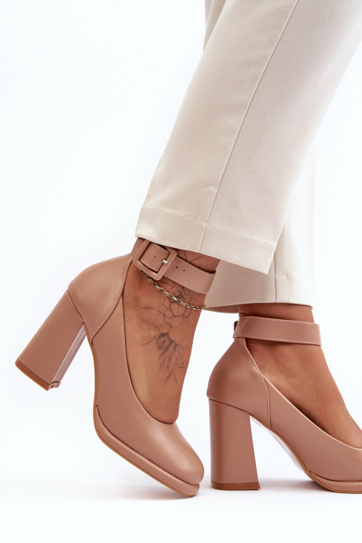Stiletto Heels with Buckle Beige Idovana