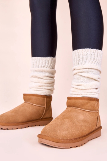 Brązowe śniegowce skóra...