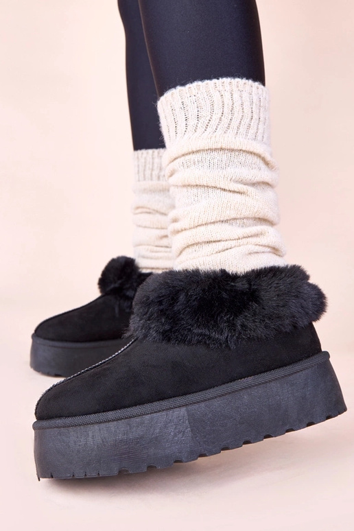 Czarne śniegowce z futerkiem Deesi