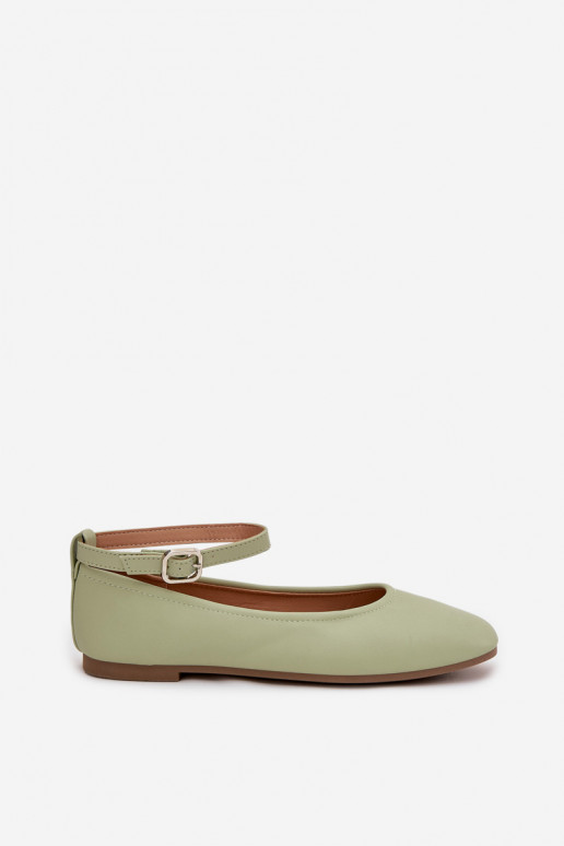 Women's Ballerinas With Strap And Clasp Green Janelor