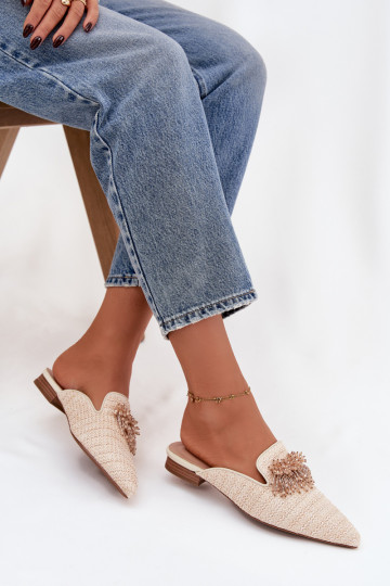 Women's Slippers With Decoration Beige Katrine
