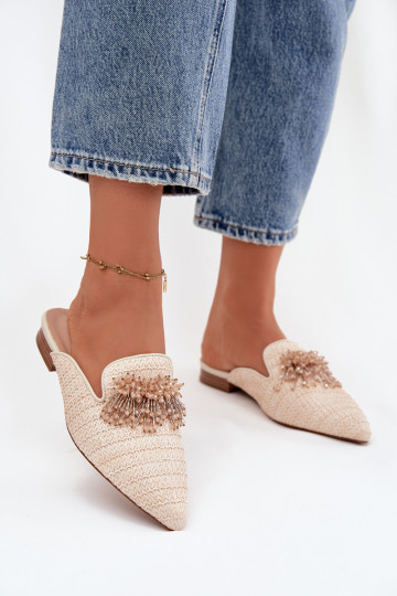Women's Slippers With Decoration Beige Katrine 2