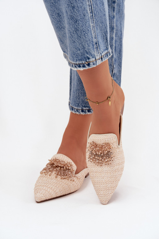 Women's Slippers With Decoration Beige Katrine