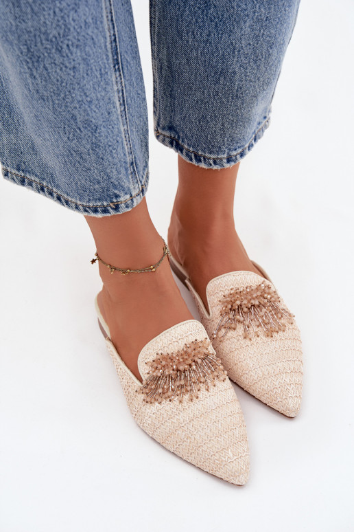 Women's Slippers With Decoration Beige Katrine