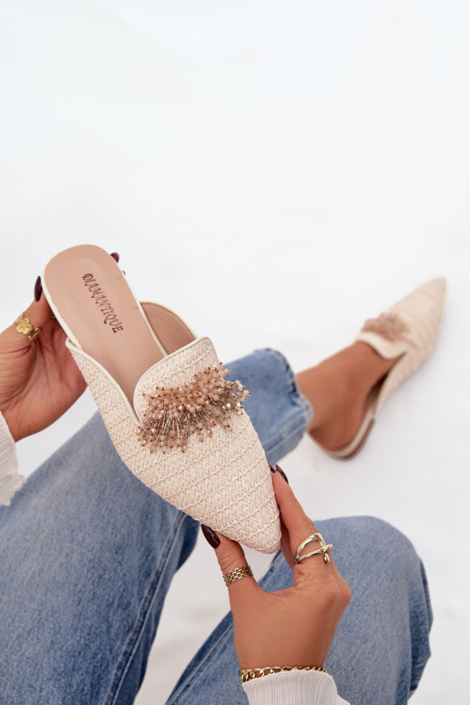 Women's Slippers With Decoration Beige Katrine