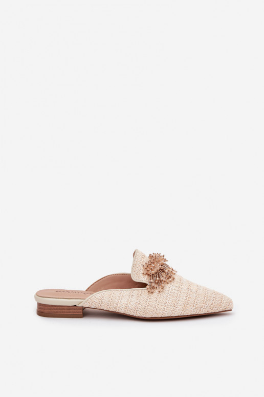 Women's Slippers With Decoration Beige Katrine