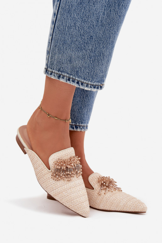 Women's Slippers With Decoration Beige Katrine